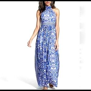 Eliza J Blue Paisley Halter Maxi